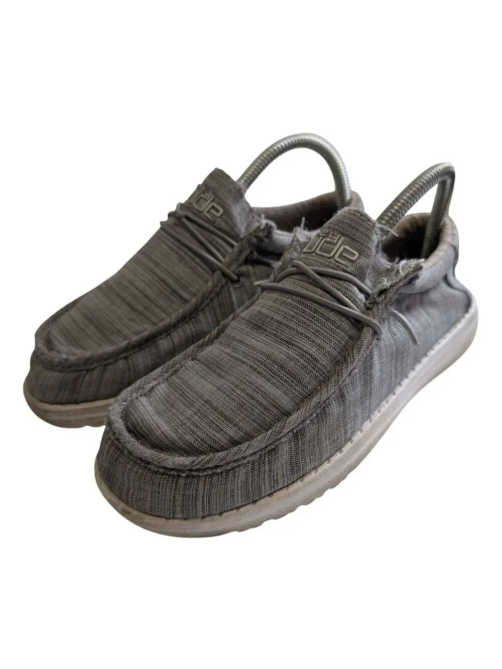 Hey Dude Wally Slip On Shoes Linen Stone Grey Size Youth 4 Women's 5 EU 36